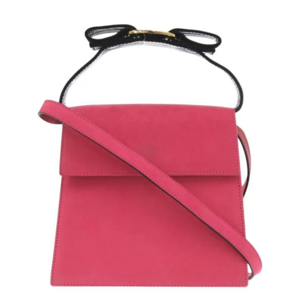 Salvatore Ferragamo Vara Ribbon Suede Pink 2way Shoulder Bag